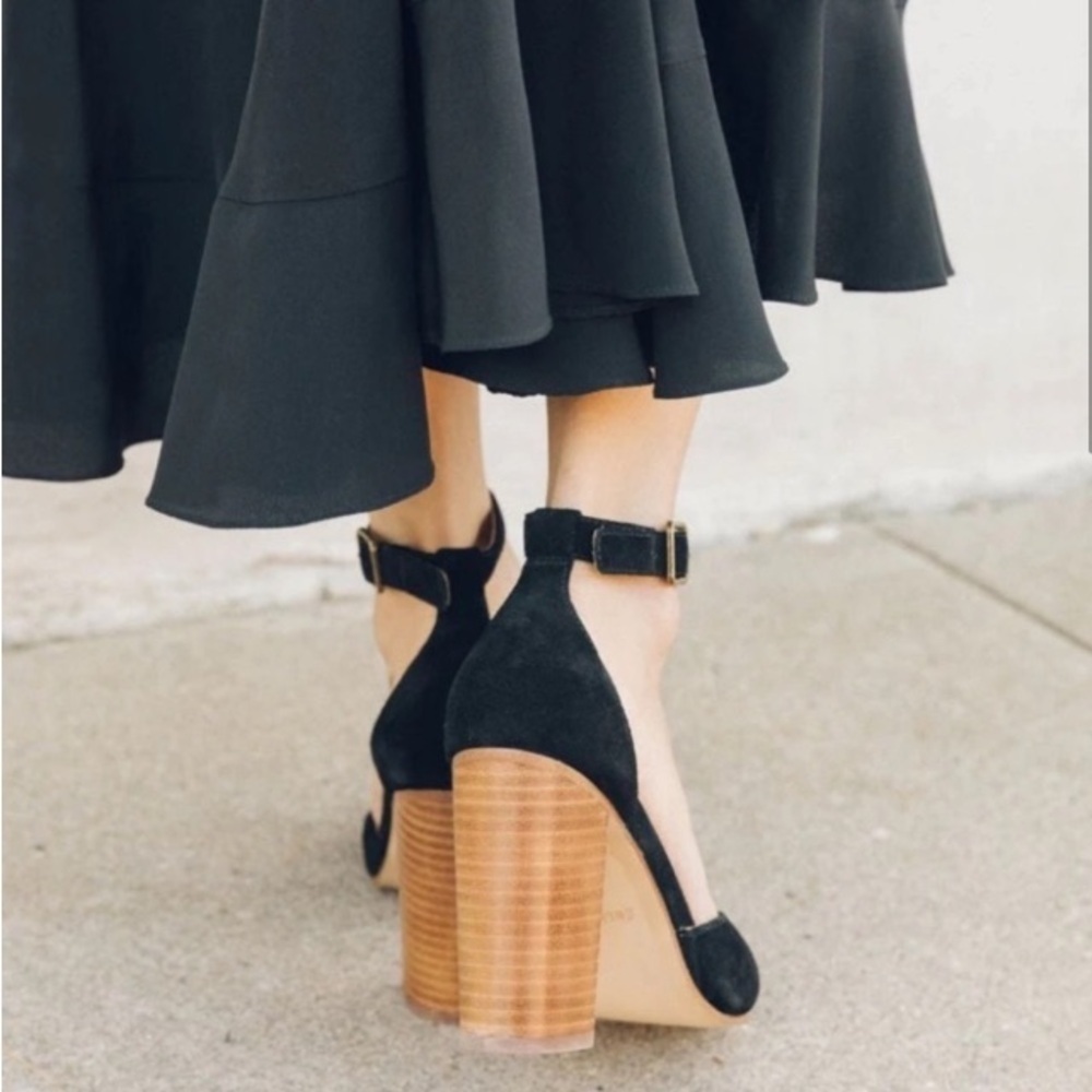 Anthropologie Soludos Collette Heels Leather Velvet Sz 7.5 Night Out Party Prom - Picture 11 of 16